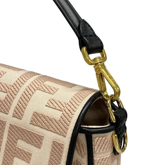 Auth FENDI Mamma Baguette/Zucca Pattern 8BR600 Pink Beige Black Jacquard Leather - Picture 7 of 16